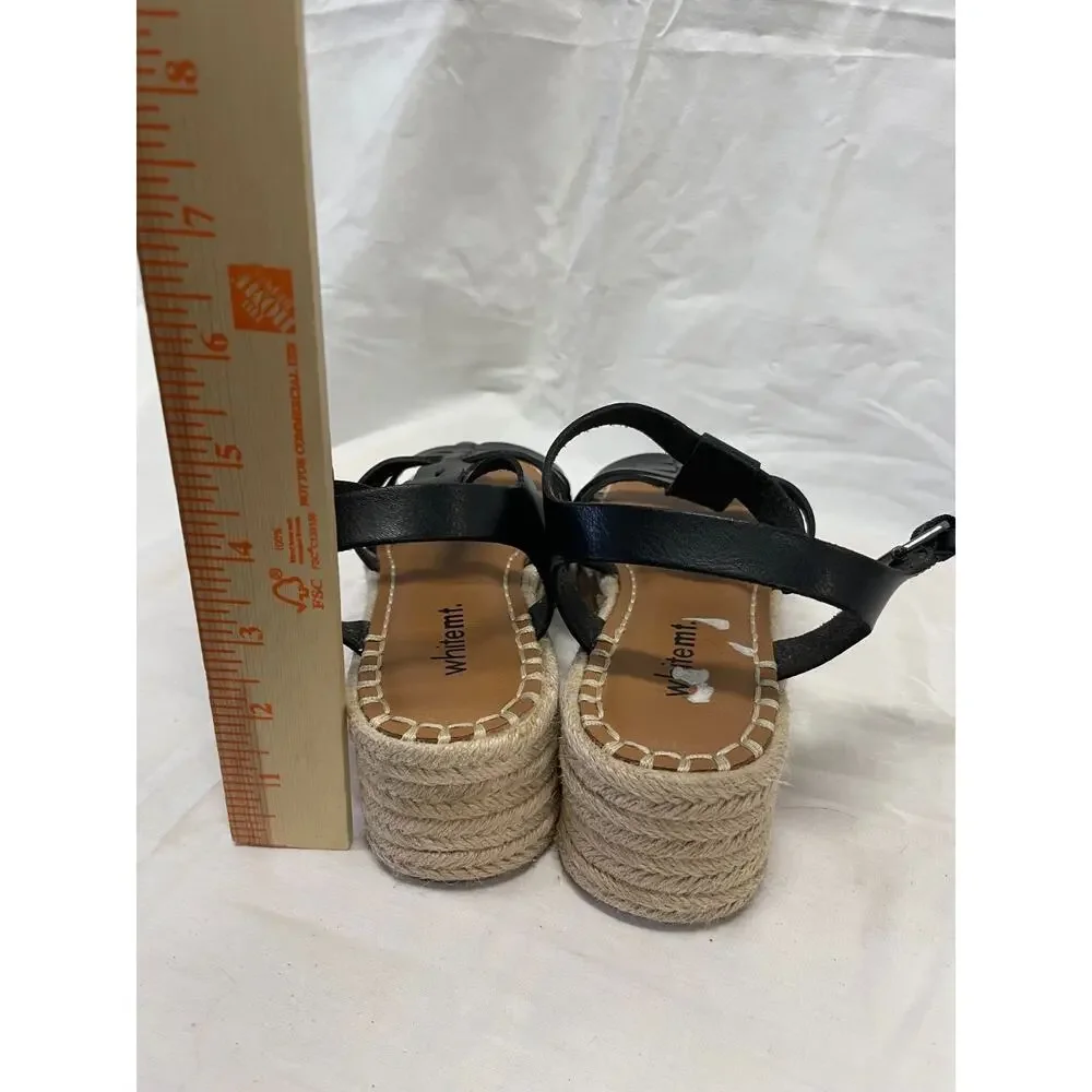White Mt Women's Gladiator Fisherman Espadrille Wedges Size 6 Black Straps
